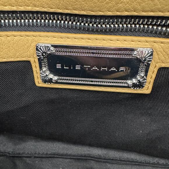 ELIE TAHARI Purse Yellow Gold Silver Colorblock Satchel Shoulder Chain Handle - Picture 10 of 10